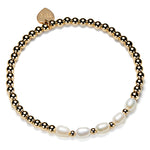 gold and freshwater pearl beaded stacking bracelet