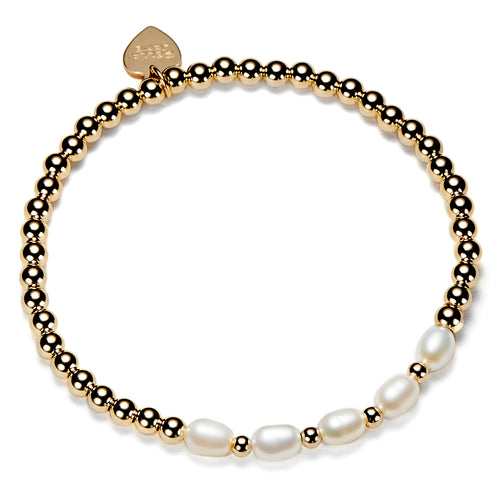 gold and freshwater pearl beaded stacking bracelet