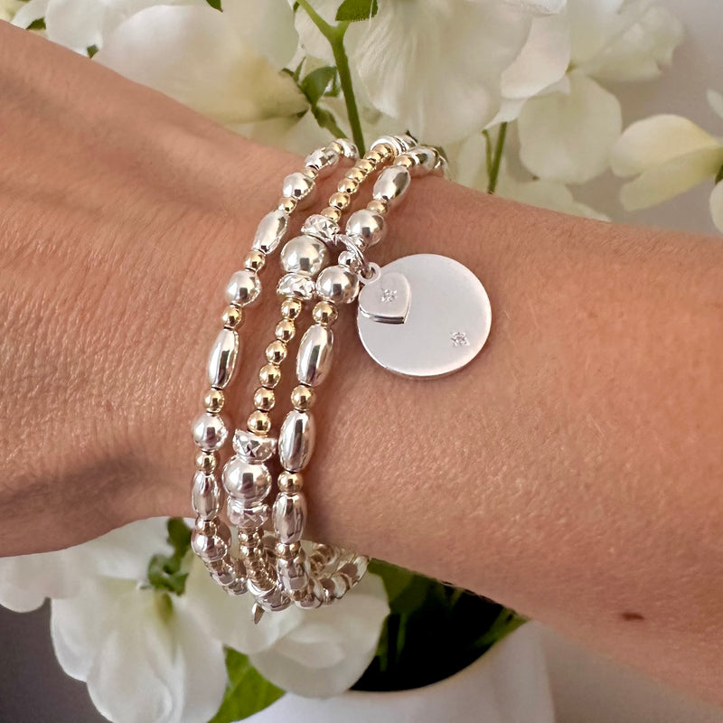 Personalised Heartfelt Sparkle Disc Bracelet