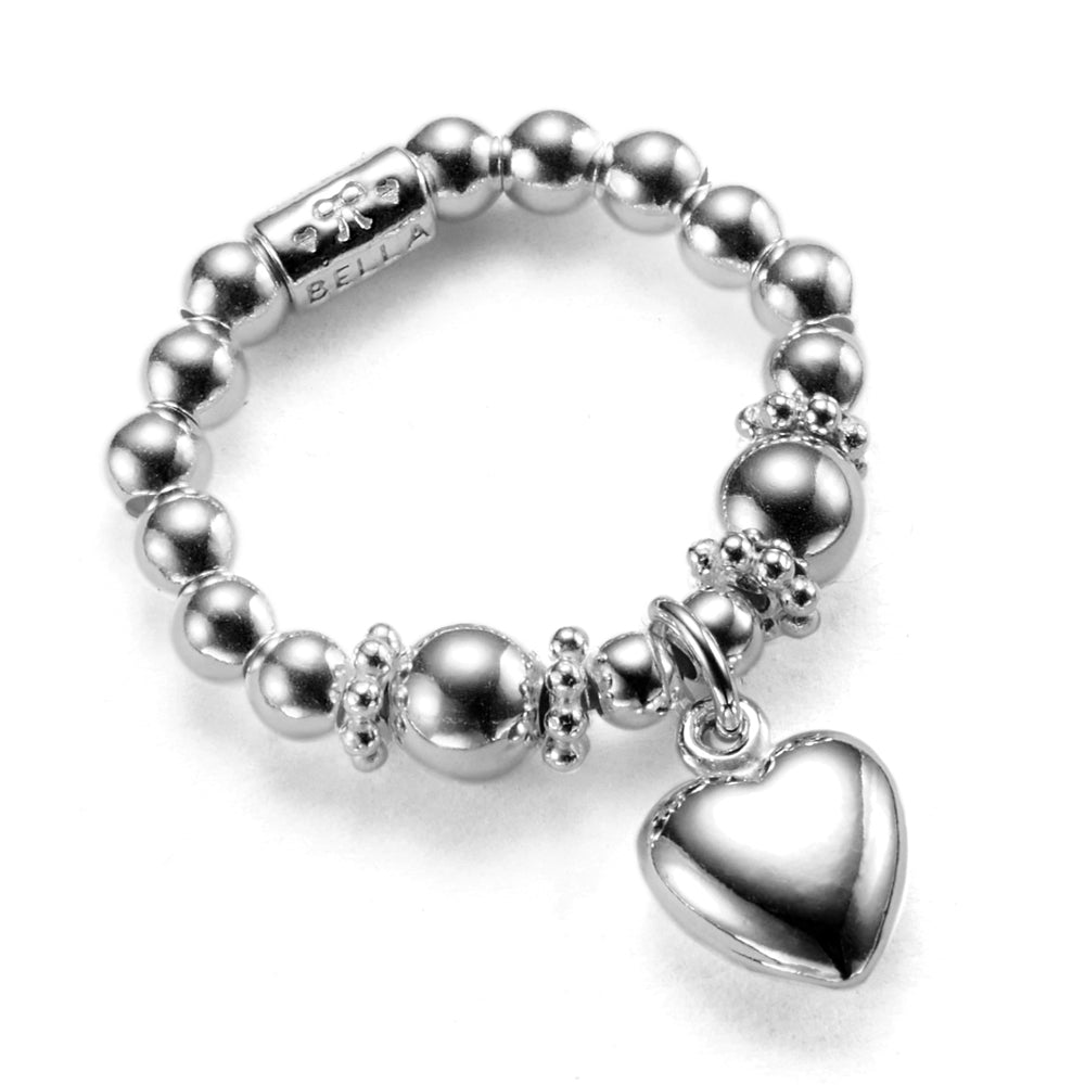 Silver ring with hot sale heart charm